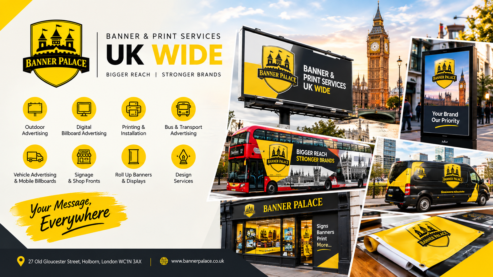 Billboard advertising and installation services across the UK by Banner Palace